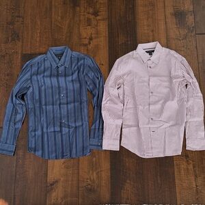 Men's Striped Button-Down Shirts - Blue and Red by Banana Republic (quantity 2)